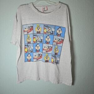 VTG Rare Disney Designs Goofy Gray Graphic Shirt Sz 2XL Distressed 90s READ